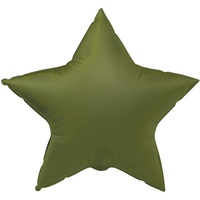 Palloncino ad elio Star Verde Oliva Opaco 45cm Vuoto