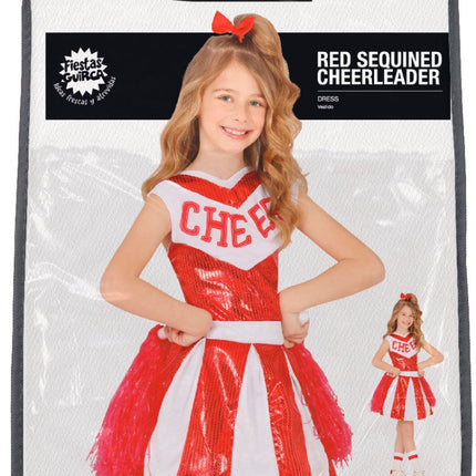 Cheerleader Jurk Rood Wit Meisje - Partywinkel - 8434077785126