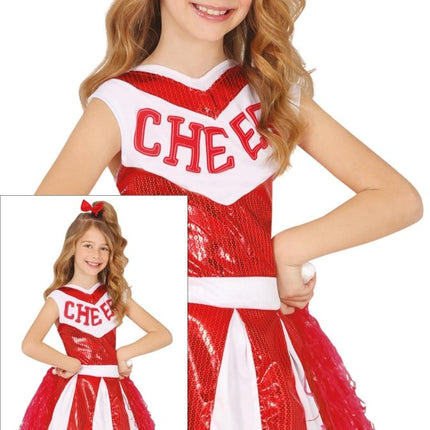 Cheerleader Jurk Rood Wit Meisje - Partywinkel - 8434077785126