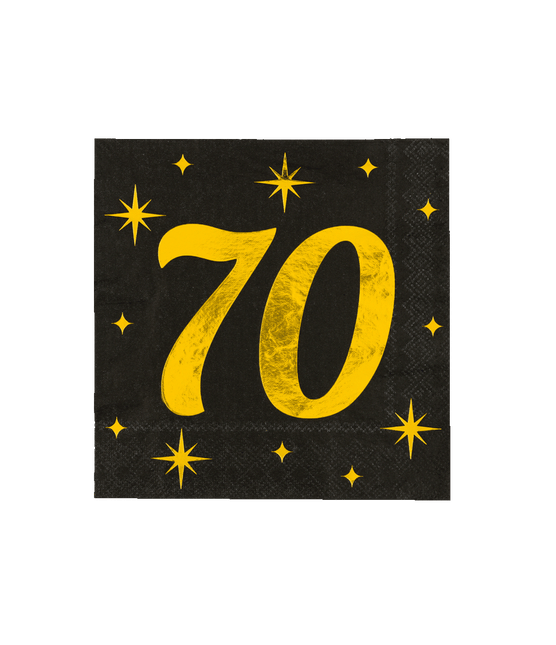 70 Anni Tovaglioli Nero Oro 19cm 16pz