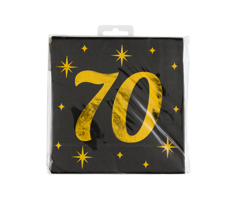 70 Anni Tovaglioli Nero Oro 19cm 16pz