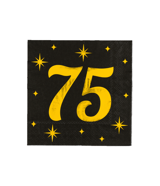 75 Anni Tovaglioli Nero Oro 19cm 16pz