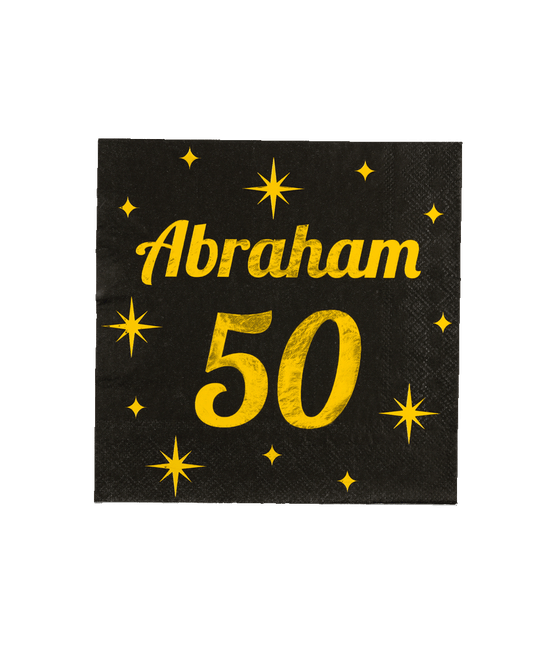 Tovaglioli Abraham Nero Oro 50 Anni 19cm 16pz