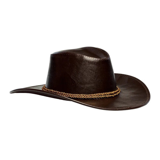 Cowboy Hoed Bruin Met Touw - Partywinkel - 8712026041005