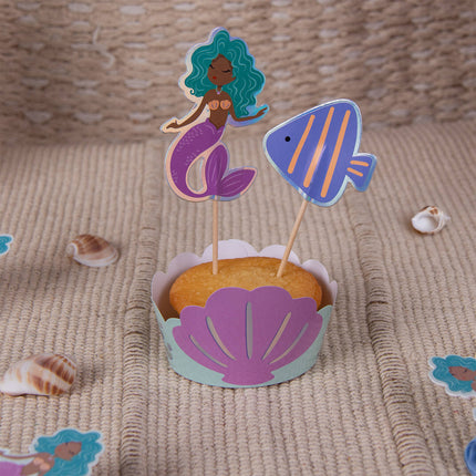 Set di decorazioni per cupcake - Magia delle sirene - 6 set