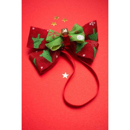 Cerchietto con fiocco di Natale con campana rosso verde