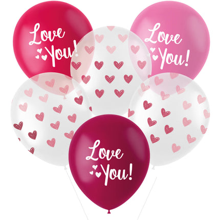 Palloncini "Love You! Mix Rosa 33cm - 6 pezzi