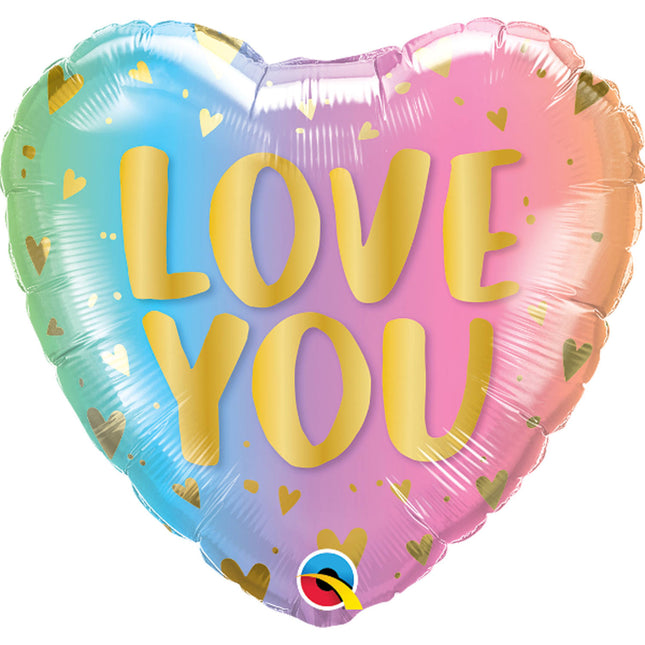 Palloncino in foil "Love You" Ombre & Hearts - 45 cm