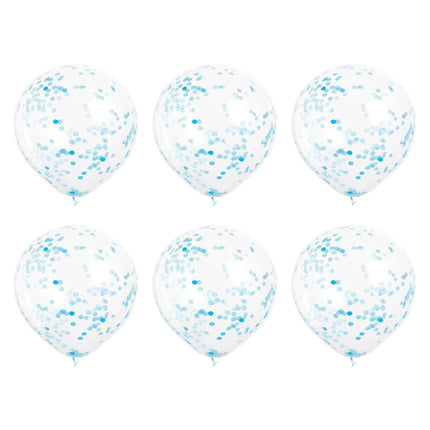 Palloncini a coriandoli azzurro 40 cm 6 pezzi