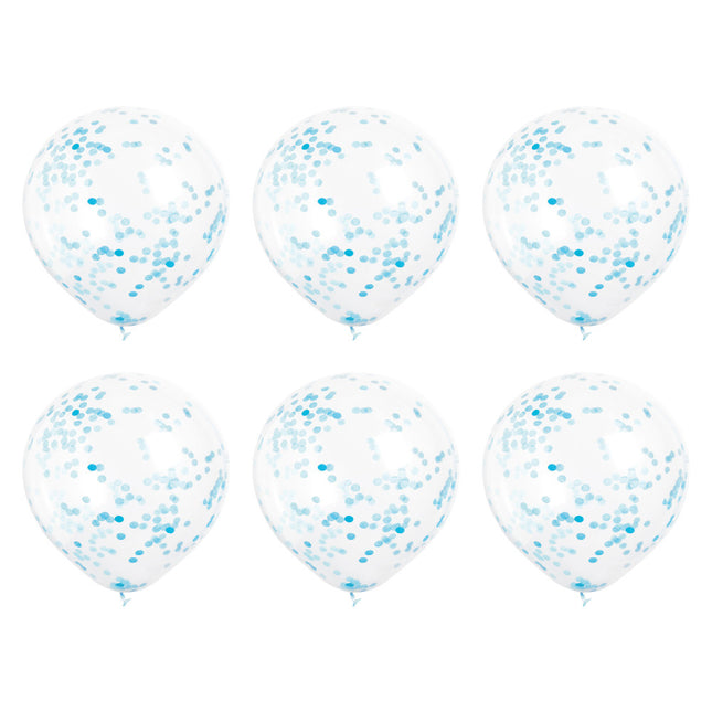 Palloncini a coriandoli azzurro 40 cm 6 pezzi