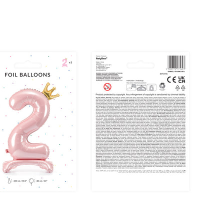 Palloncino Foil Figura 2 Rosa Chiaro Standard Vuoto 84cm