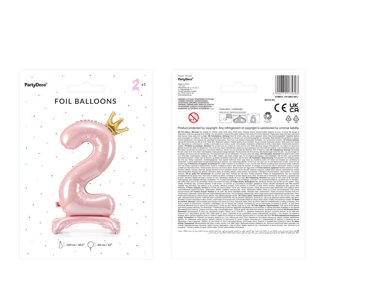 Palloncino Foil Figura 2 Rosa Chiaro Standard Vuoto 84cm