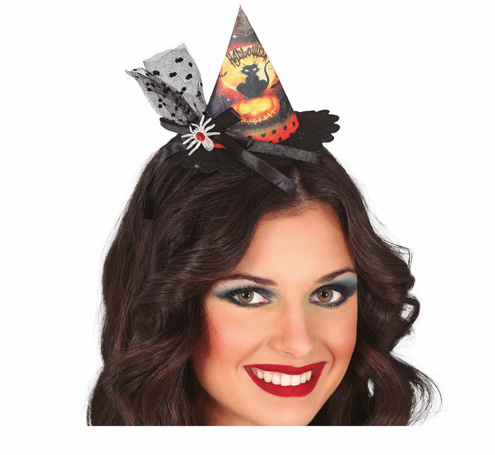 Cerchietto Halloween Mini Cappello Strega Gatto