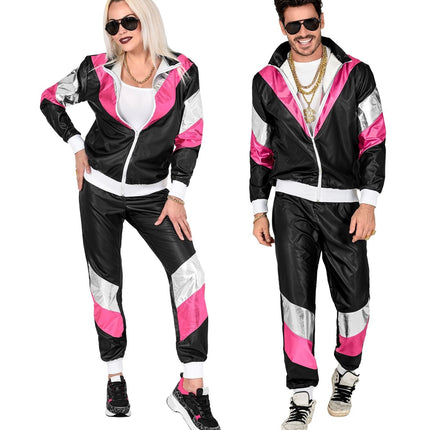 Neon 80S Tuta da ginnastica difettosa Look pelle nera