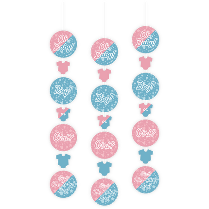 Decorazione appesa Gender Reveal 14cm 3 pezzi