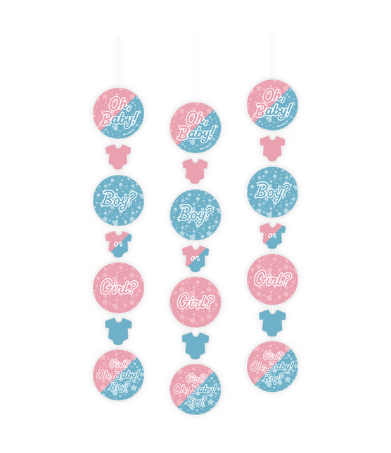 Decorazione appesa Gender Reveal 14cm 3 pezzi