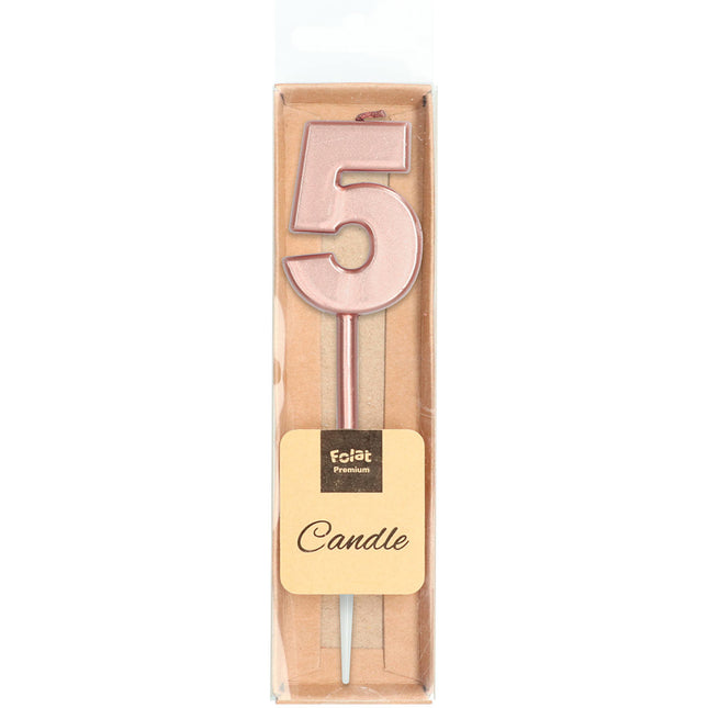 Candela Figura 5 Oro Rosa Metallizzato 15 cm