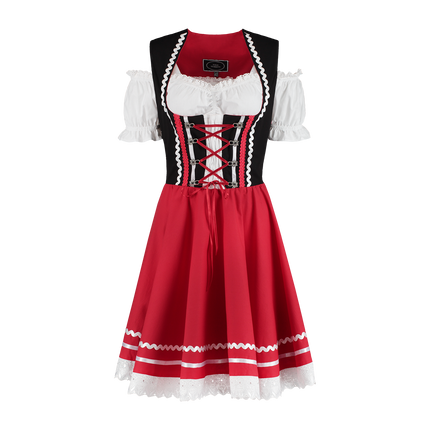 Dirndl 2-dlg., nero/rosso, camicetta Carmen