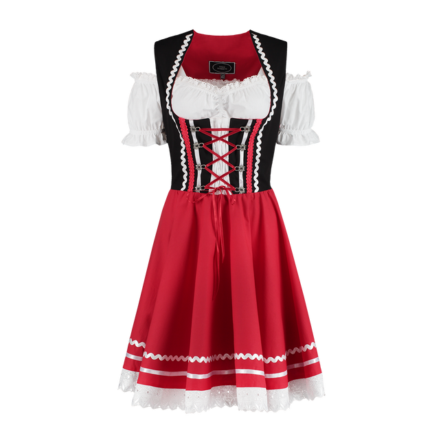 Dirndl 2-dlg., nero/rosso, camicetta Carmen