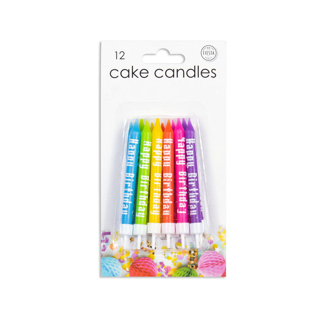 Candele di compleanno Happy Birthday 7,8 cm 12 pezzi