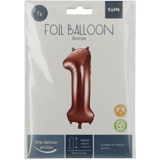 Pallone in foil Figura 1 Bronzo XL 86cm vuoto