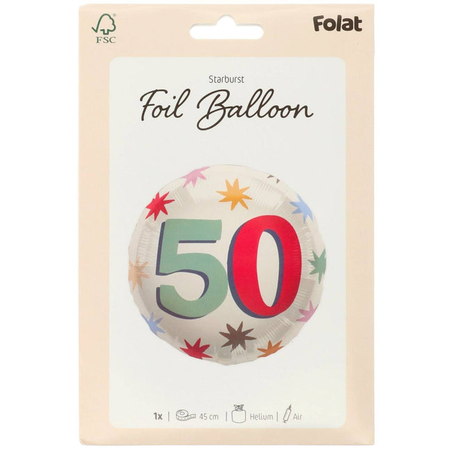 Palloncino ad elio 50 anni colorato vuoto 45 cm