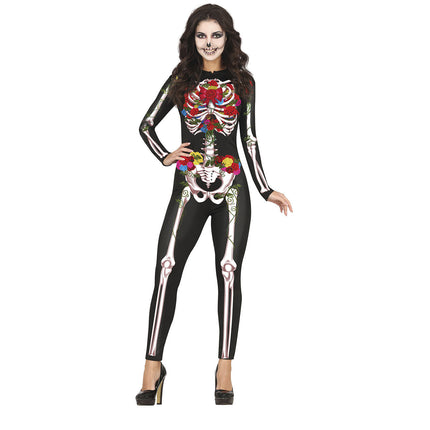 Costume da Scheletro Halloween Donna Fiori