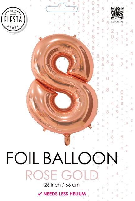 Pallone in foil Figura 8 Oro Rosa 66cm