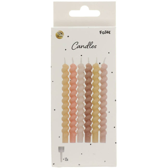 Candele colorate pastello ritorte 6 pezzi