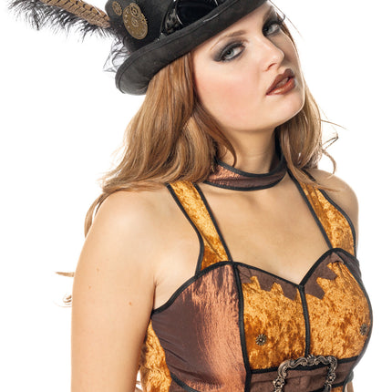 Cappello nero Steampunk con occhiali