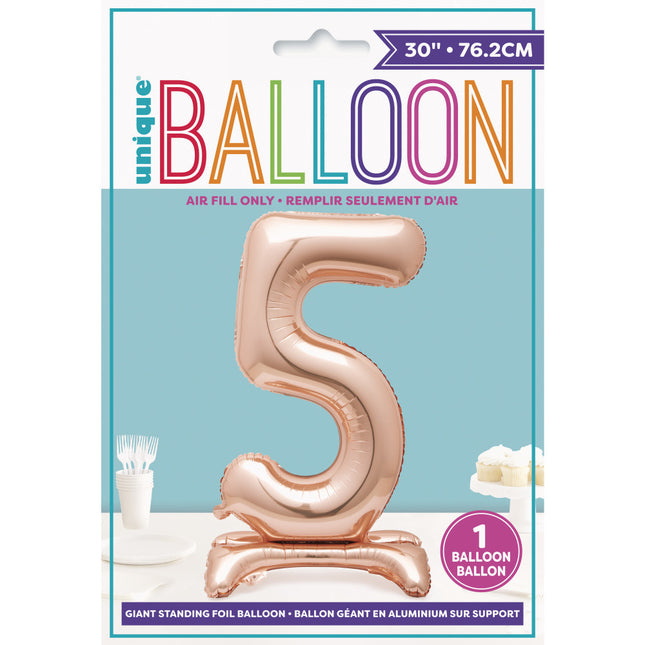 Palloncino in foil Figura 5 Oro Rosa Standard 76 cm