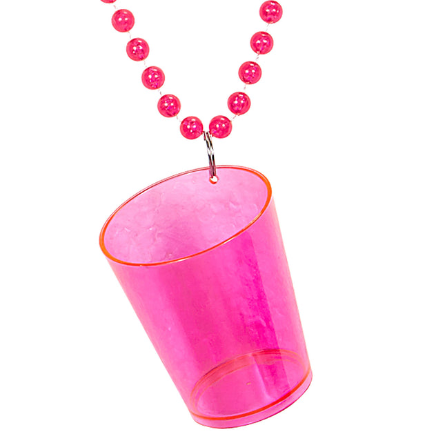 Bicchiere da shot con collana rosa neon