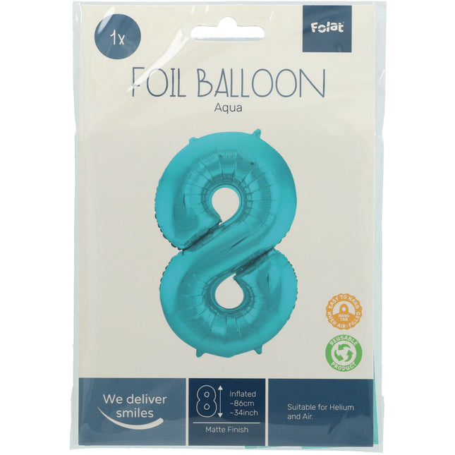 Pallone in foil Figura 8 Verde menta pastello XL 86 cm vuoto