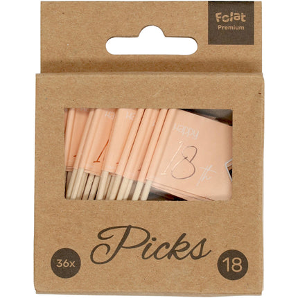 Prickers 18 anni oro rosa 6,5 cm 36 pezzi