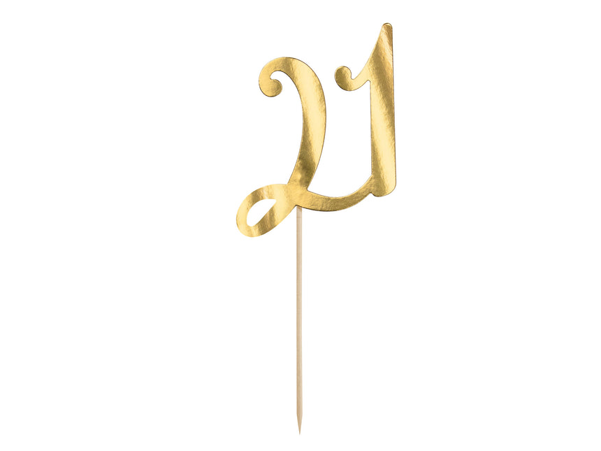 Cake topper 21 anni oro 20,5 cm