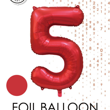 Palloncino numero rosso 5 anni lucido 86 cm