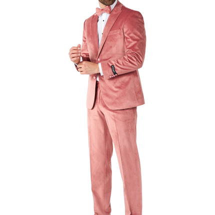 Smoking da uomo in velluto rosa chiaro OppoSuits