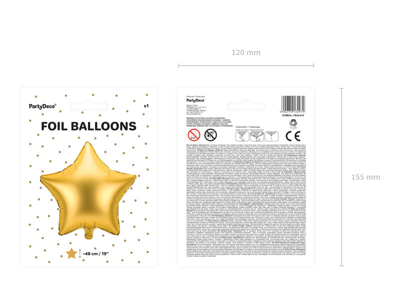 Palloncino ad elio Star Gold vuoto 48 cm