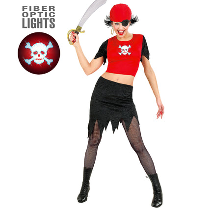 Costume da pirata rosso nero donna