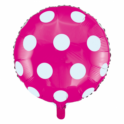 Palloncino ad elio a pois rosa 45 cm vuoto