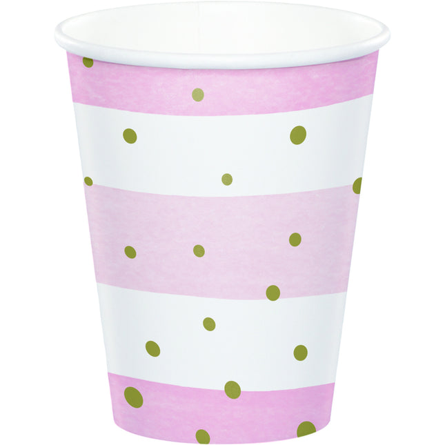 Tazze rosa a pois 256ml 8pz