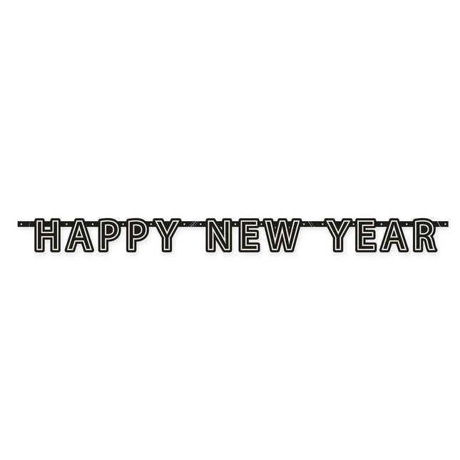 Ghirlanda di lettere Happy New Year Nero 1,8 m