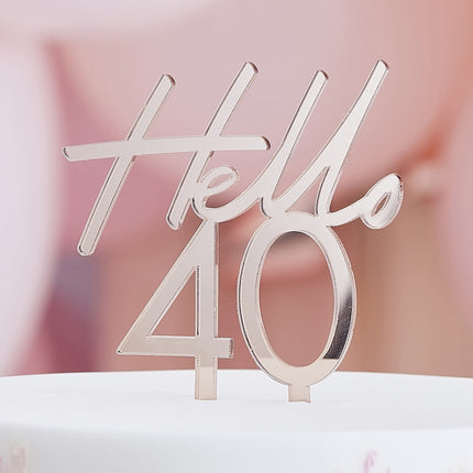 Cake topper oro rosa 40 anni 10 cm