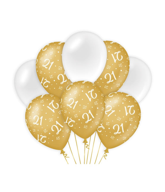 Palloncini 21 anni oro bianco 30cm 8pz