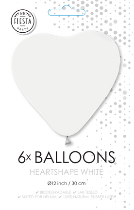 Palloncini a forma di cuore bianchi da 30 cm 6 pezzi