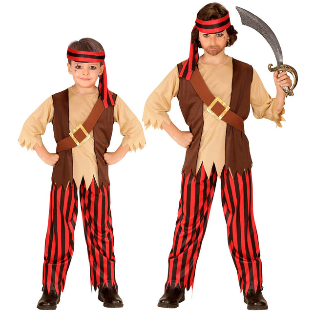 Costume da Pirata Marrone Rosso Ragazzo