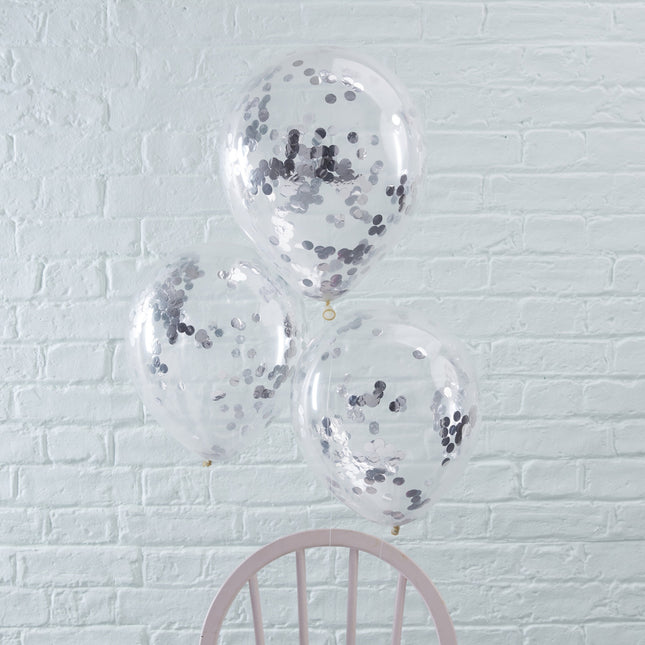 Palloncini con coriandoli argento 30cm 5pz