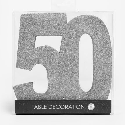 Figura di decorazione da tavolo argento 50 Glitter 20,5 cm