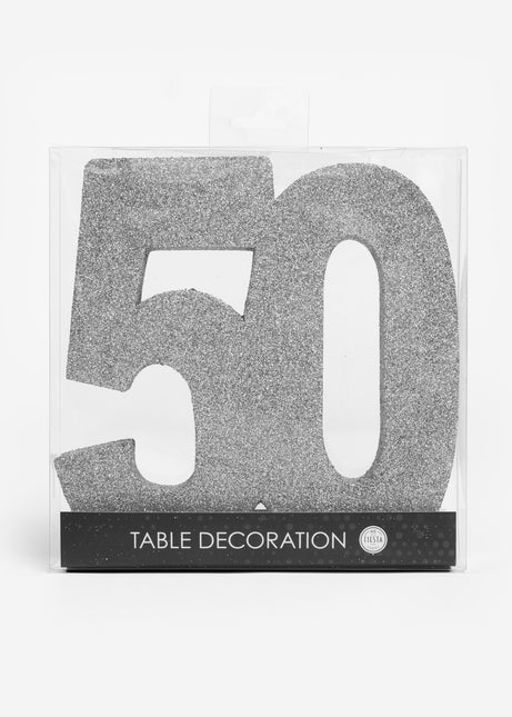 Figura di decorazione da tavolo argento 50 Glitter 20,5 cm