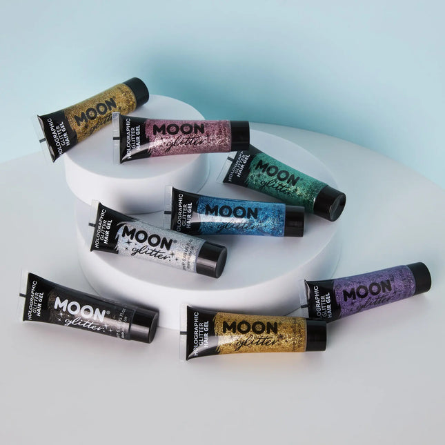 Moon Glitter Holographic Glitter Gel per capelli Argento 20ml